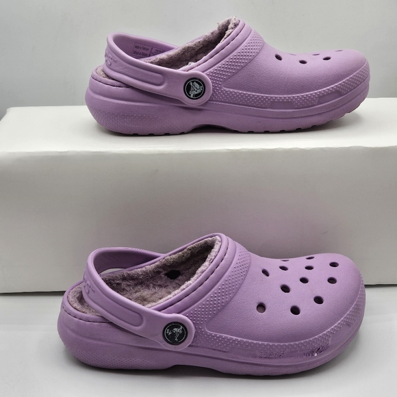 Crocs fleece lined clog purple lilac size 1 - Picture 12 of 15